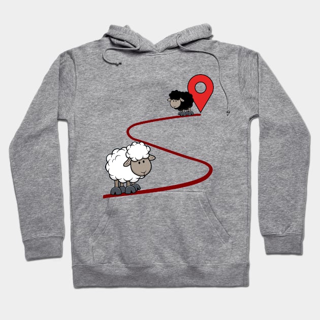 Black and white sheep map pin Hoodie by JulieVie Design